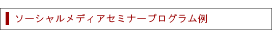 ソーシャルメディアセミナープログラム例